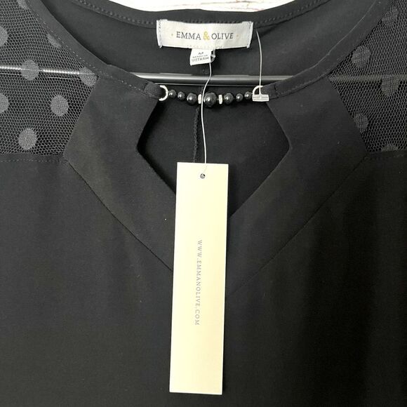 Emma & Olive Elegant Black Lace Short Sleeve Top - Picture 2 of 6